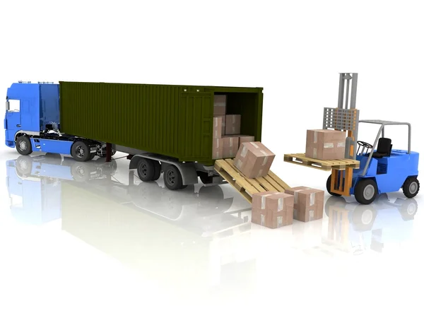Loading of boxes is isolated in a container — Stock Photo, Image