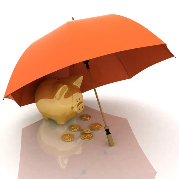 Umbrella and piggy-bank — Stock Photo, Image