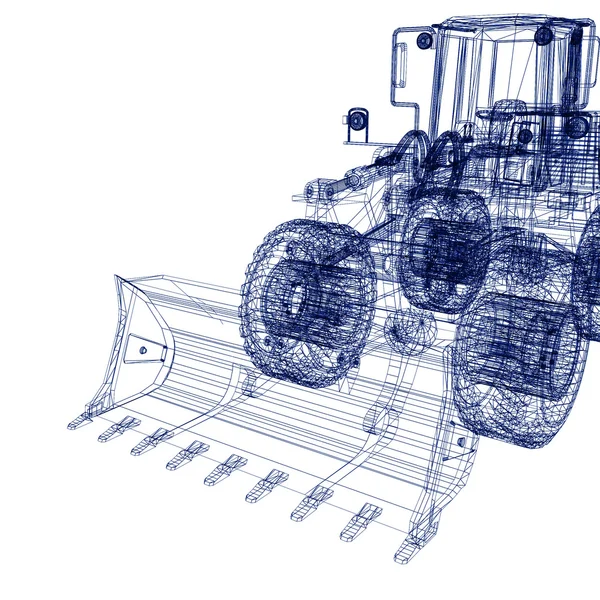 3D modeli buldozer — Stok fotoğraf
