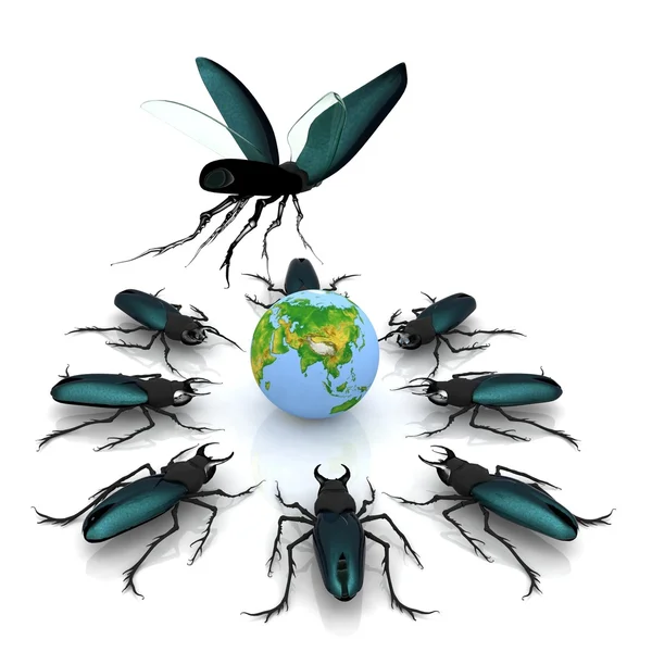 Beetles attacking the earth — Stock Photo, Image