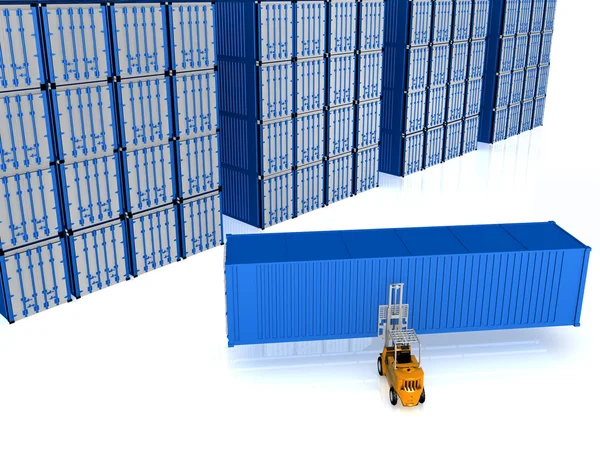 Lastning av lådor är isolerad i en container på en vit bakgrund — Stockfoto