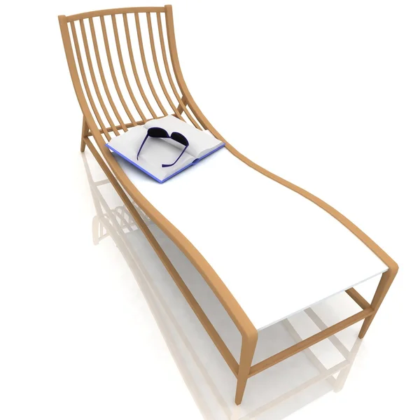 Book and glasses lying on a deck-chair — Stock Photo, Image