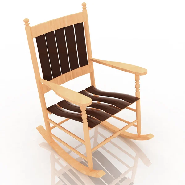 Vecchia sedia a dondolo isolata su sfondo bianco — Foto Stock