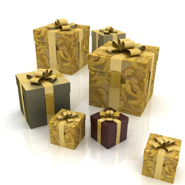 Hermosas cajas de regalo sobre un fondo blanco —  Fotos de Stock