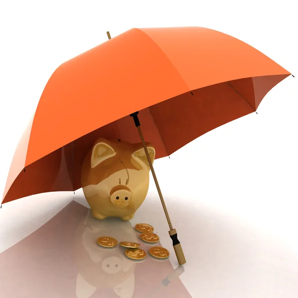 Parapluie et tirelire. conception de la défense des accumulations financières — Photo