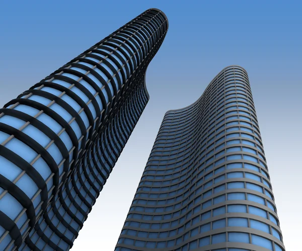 Skyskrapor. 3D render — Stockfoto