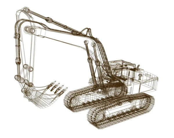 Escavadora modelo 3d — Fotografia de Stock