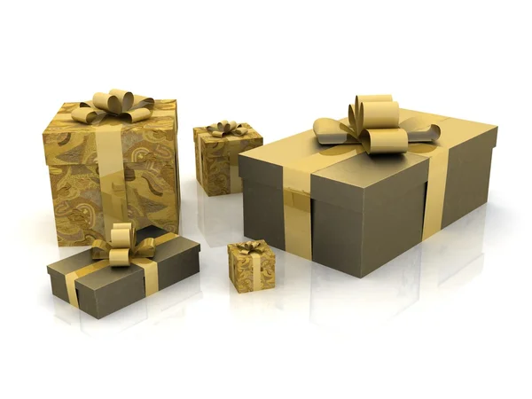 Bellissime scatole regalo su sfondo bianco — Foto Stock