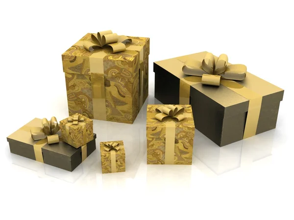 Hermosas cajas de regalo sobre un fondo blanco — Foto de Stock