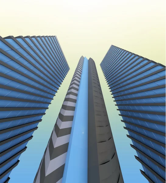 Rascacielos. 3d renderizar —  Fotos de Stock