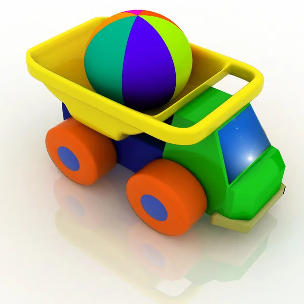 Toy car with a ball in the back — Stock Photo, Image