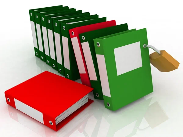 stock image 3D illustration of image of folders and folder with a secret