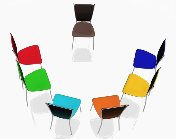 Groep van stoelen kost een half-ronde — Stockfoto