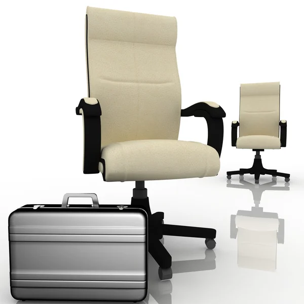 Office armchair and business briefcase — Stock Photo, Image