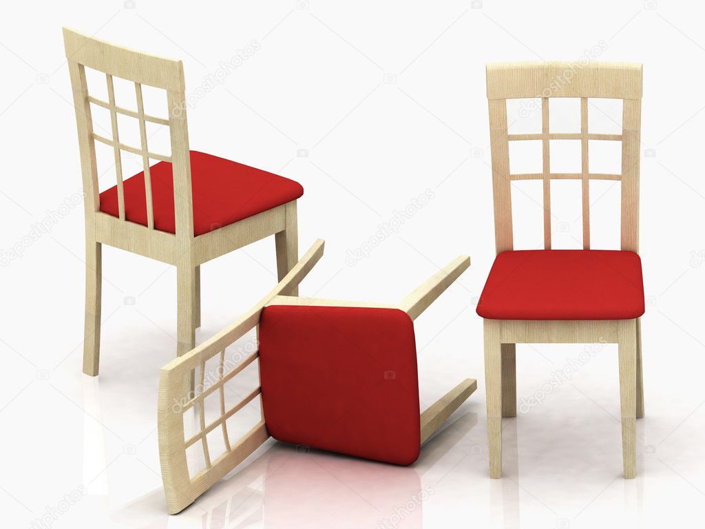 Three wooden classic chairs