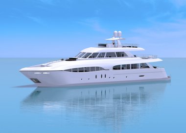 White pleasure yacht clipart