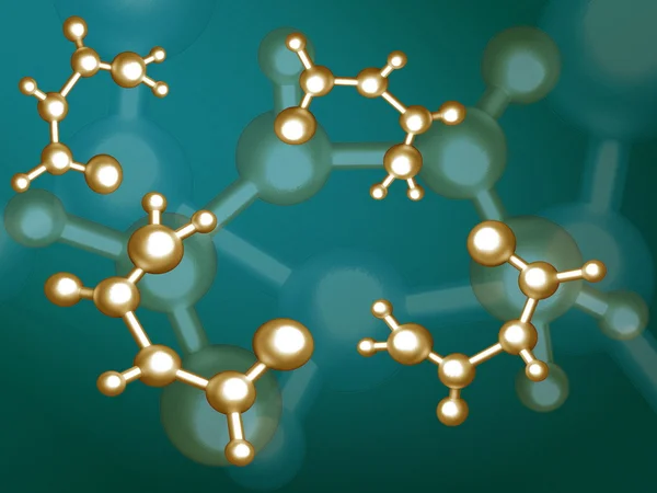 Золоті молекули на кольоровому фоні — стокове фото