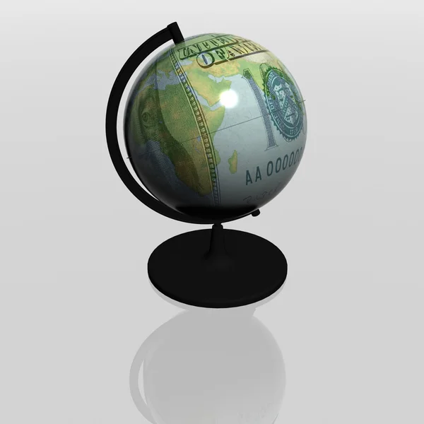 Dolar jako glob na białym tle — Zdjęcie stockowe