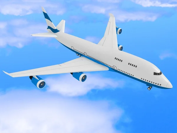 Самолет на голубом небе — стоковое фото