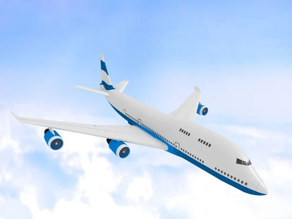 Flugzeug am blauen Himmel — Stockfoto