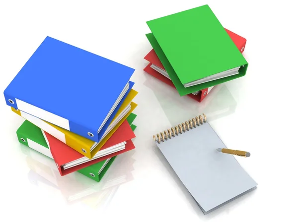 Penna med anteckningsboken och böcker — Stockfoto