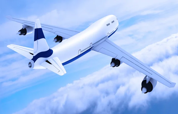 Airplane on blue sky — Stock Photo, Image