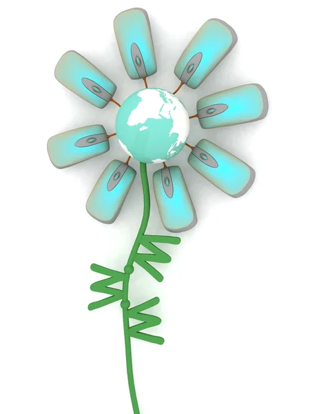 Интернет-цветок под флагом www — стоковое фото