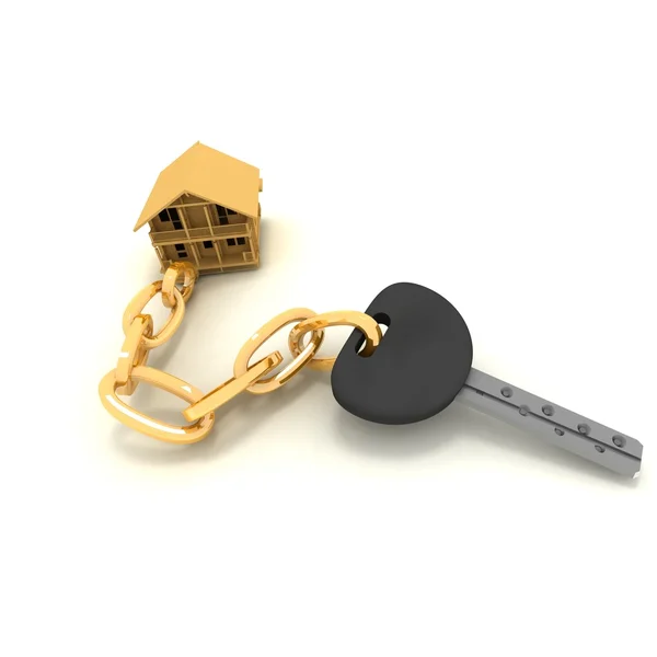 Casa chave no fundo branco — Fotografia de Stock