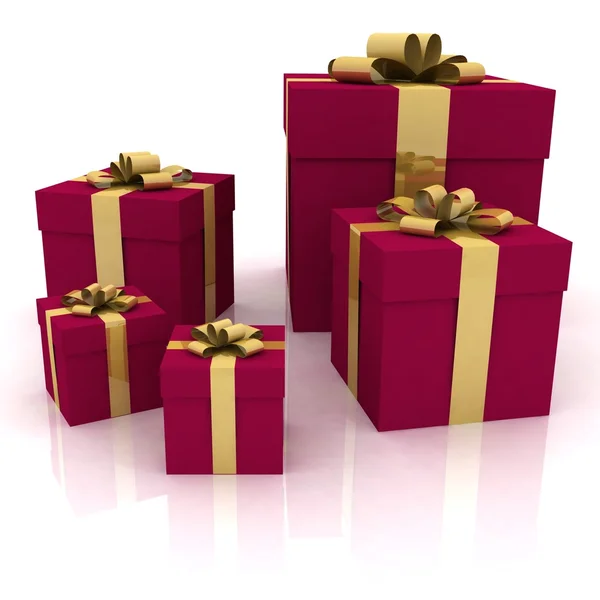 Schöne Geschenkboxen auf weißem Hintergrund — Stockfoto