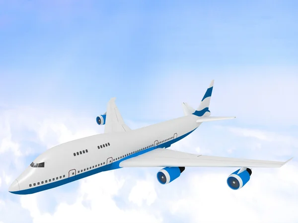 Αεροπλάνο στο γαλάζιο του ουρανού — Φωτογραφία Αρχείου