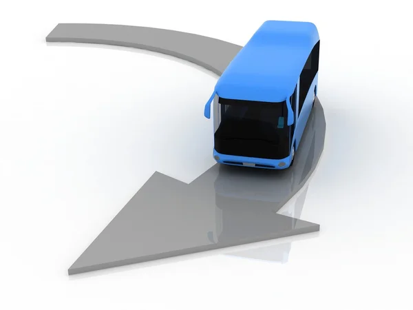 Pointer of direction of motion of bus — Stock Photo, Image