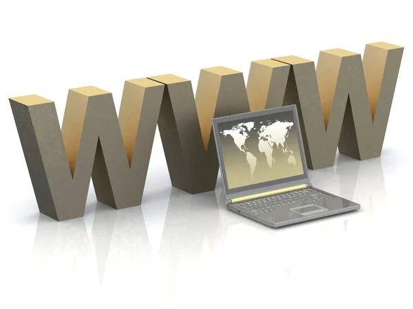 Laptop und WWW auf weißem Hintergrund — Stockfoto