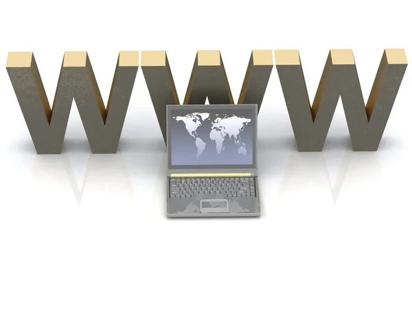 Laptop and WWW on the white background — Stock Photo, Image