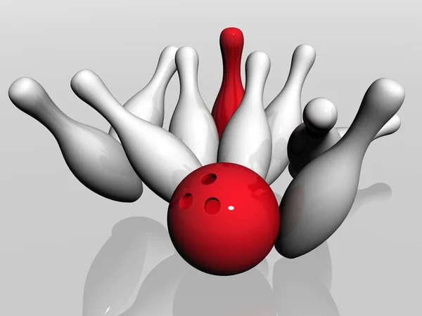 Bowling palla schiantarsi contro i perni — Foto Stock