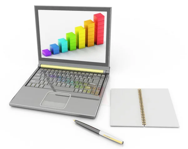 Laptop und andere Werkzeuge für die Arbeit — Stockfoto