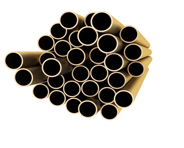 Conjunto de tubos de cobre que yacen en un montón —  Fotos de Stock