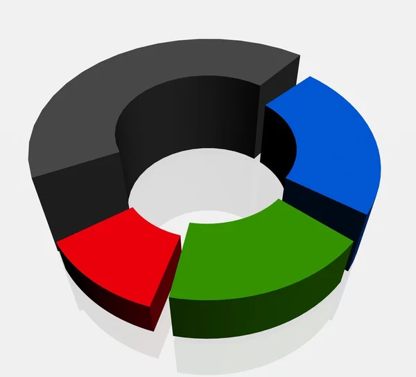 Diagrama circular 3D sobre fundo branco — Fotografia de Stock