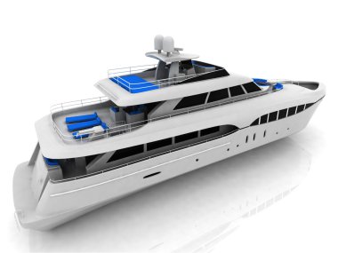 White pleasure yacht clipart