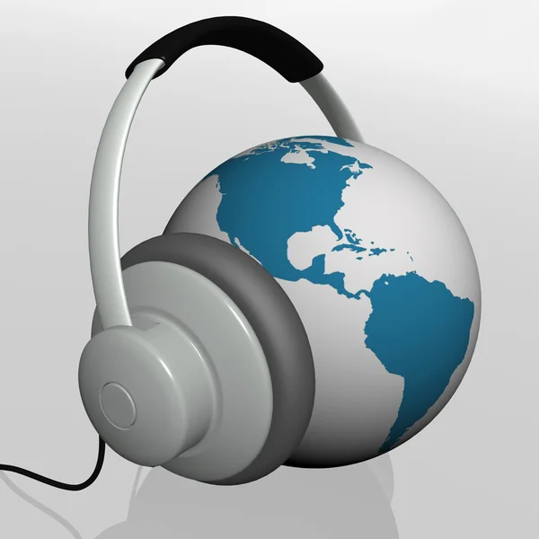Headset on world globe — Stock Photo, Image