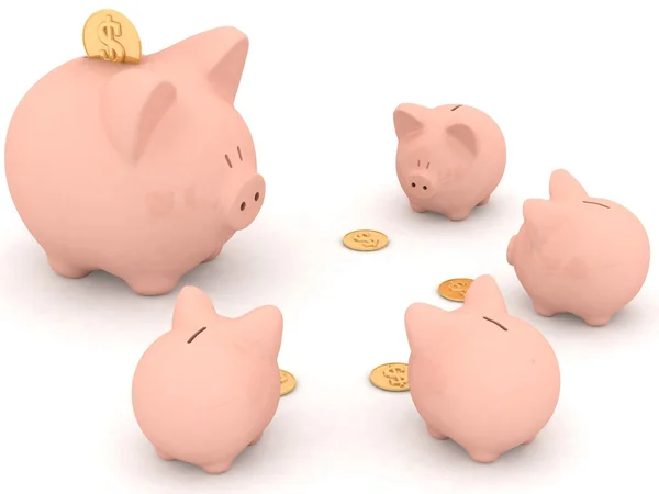 Large and little piggy banks — Stock Photo, Image