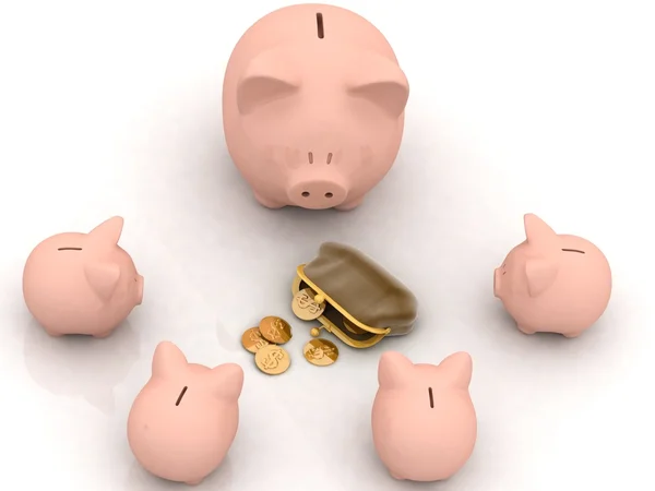 Grote en kleine piggy banks — Stockfoto
