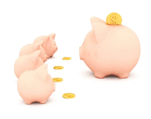 Large and little piggy banks — Stock Photo, Image