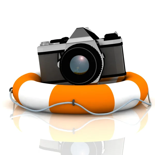 Фотокамеры на спасательной шлюпке — стоковое фото