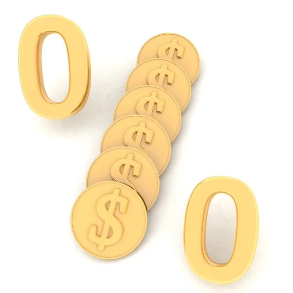Gold dollar percent — Stock Photo, Image
