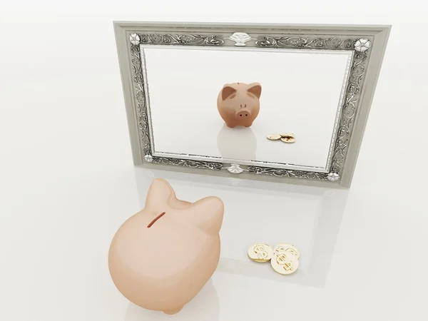 stock image Piggy at the mirror