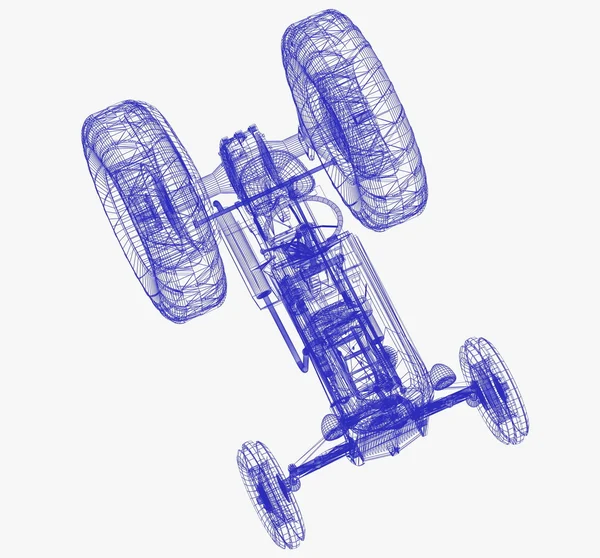 拖拉机 3d 模型 — 图库照片