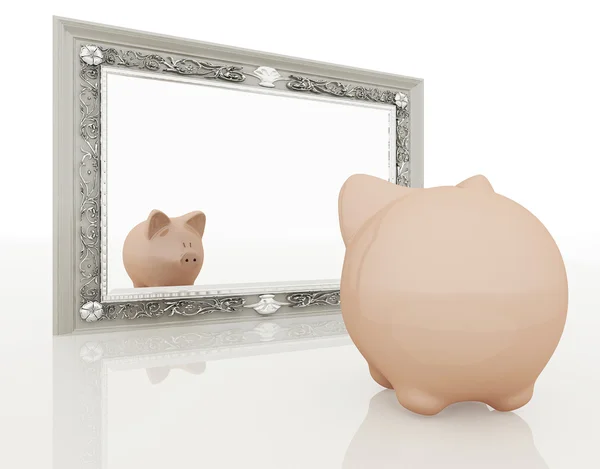 Schweinchen am Spiegel — Stockfoto