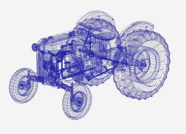 Traktor 3d-modell — Stockfoto