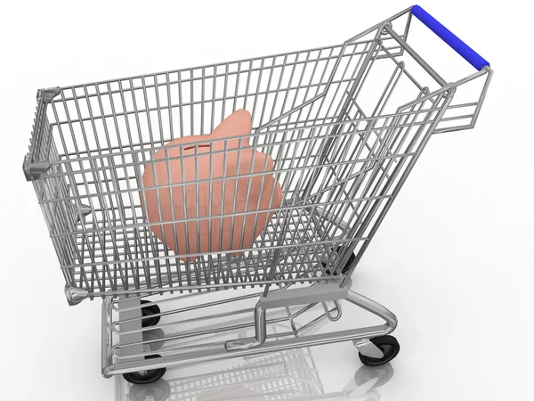 Piggy bank in a shopping cart — Stock Photo, Image