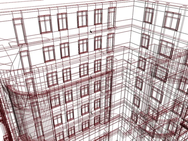 Abstract architectural draft of building — Stock Photo, Image